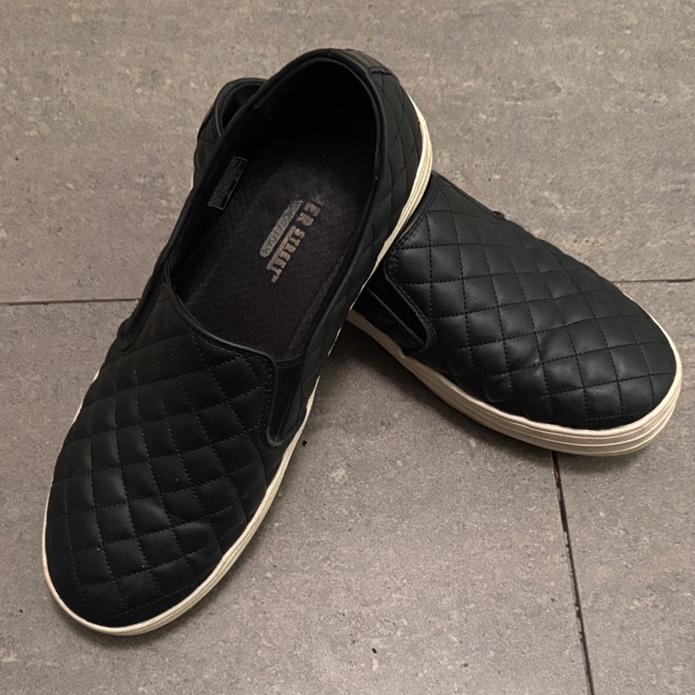 Skechers Quilted Black Slip-On Loafers